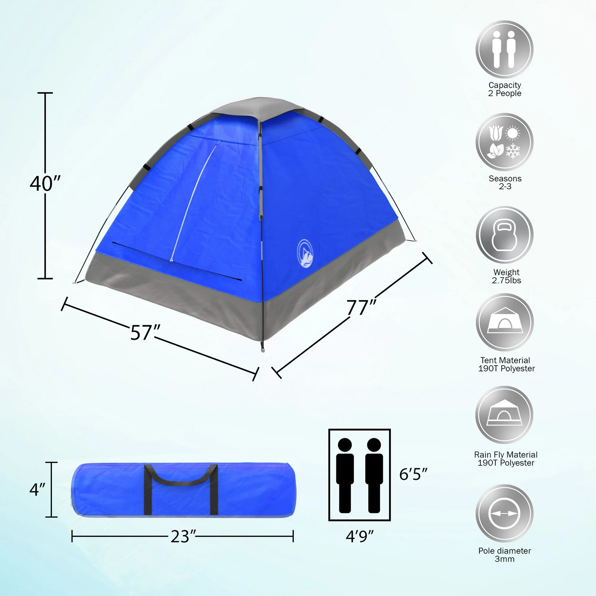 2-Person Camping Tent - Includes Rain Fly and Carrying Bag - Image 2